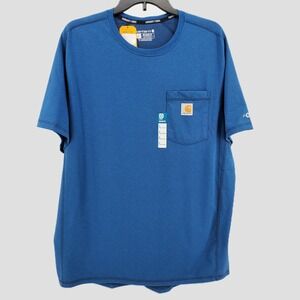 Carhartt Force Relaxed Fit Pocket T Shirt Blue Short Sleeve Workwear Mens Large